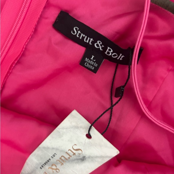 Chic Hot Pink Mini Dress with Feather Detailing - Picture 2 of 3